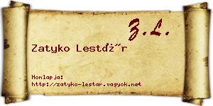 Zatyko Lestár névjegykártya